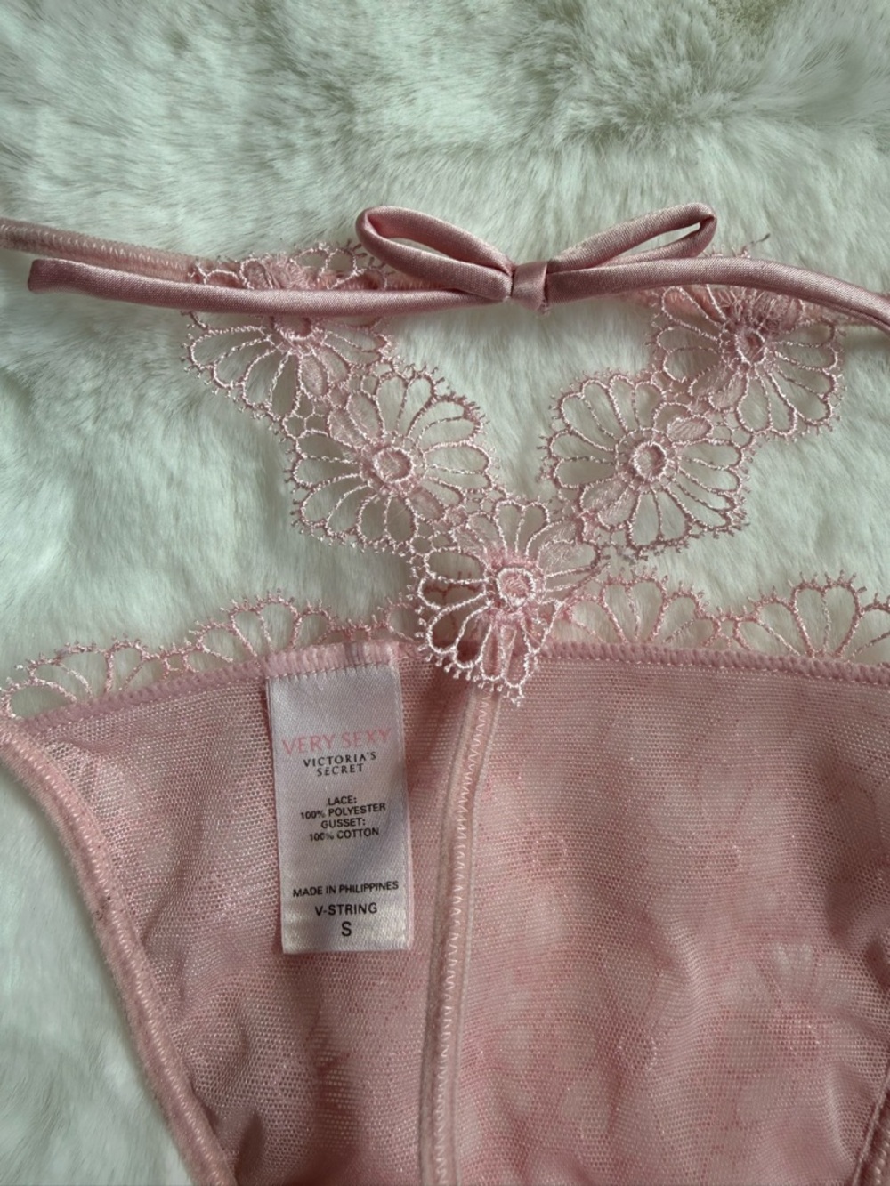 Victoria's Secret Pink Floral Crochet Thong - Picture 7 of 7